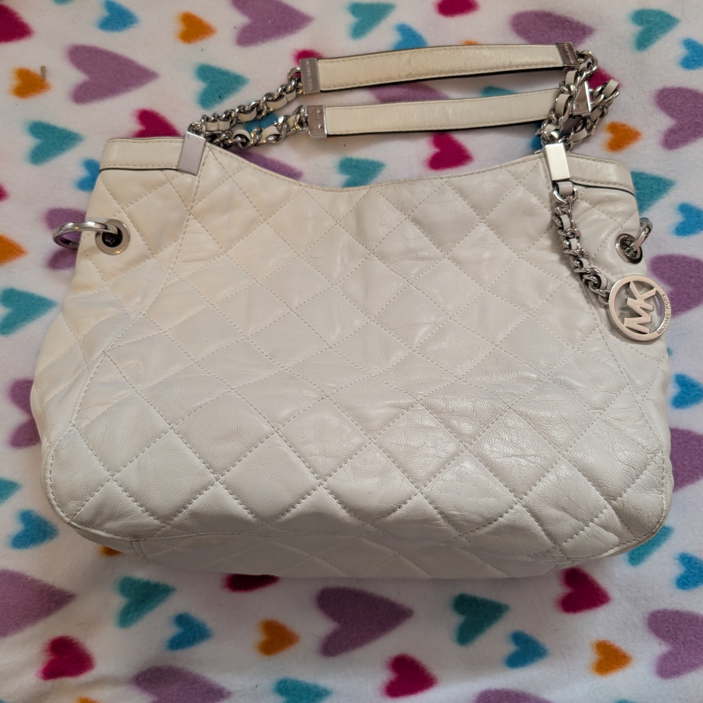 Michael Kors White Quilted Shoulder Bag